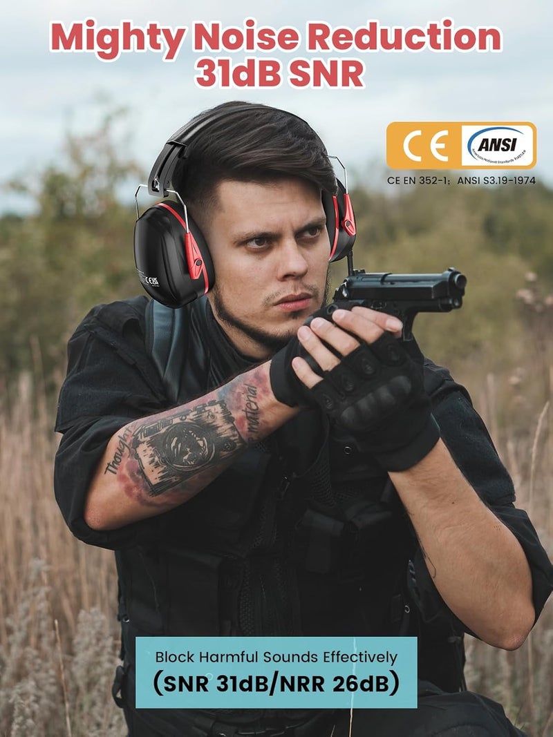 Dr.Meter Ear Protection Ear Muffs, 31dB Noise Reduction Safety Earmuffs with Adjustable Headband for Adults Kids Autism Sensory Hearing Protection, Earmuff for Range Mowing, Hunting, Monster Jam - Image 2